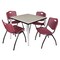 Regency Kahlo Square Table & Chair Sets, 36 W, 36 L, 29 H, Wood, Metal, Plastic Top, Maple TPL3636PLCM47BY - alternate 1
